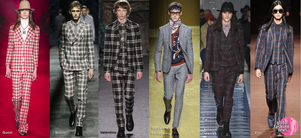 Fall 2016 Fashion Menswear Trends Plaid Power Suits Gucci Brioni Valentino Salvatore Ferragamo Antonio Marras Etro